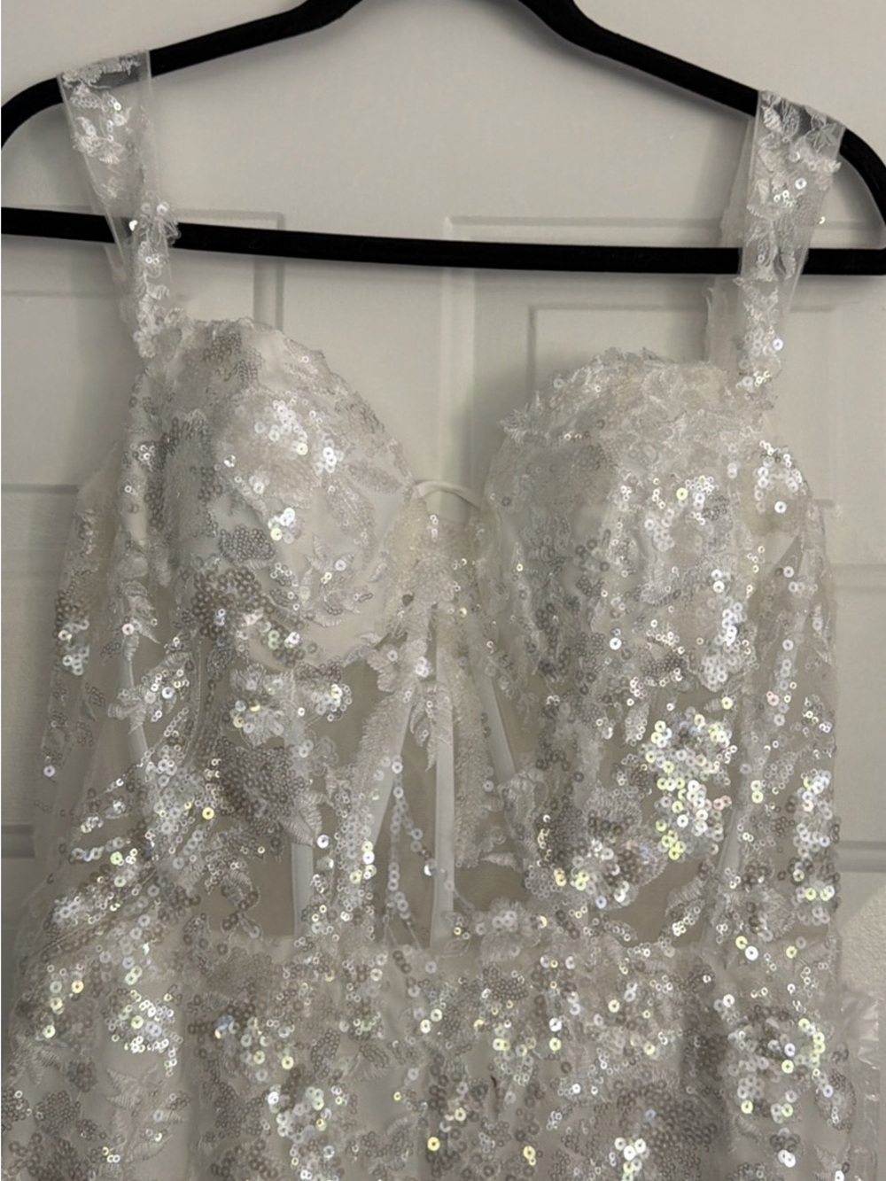 White Sequin Evening Dress - Picture 4 of 6